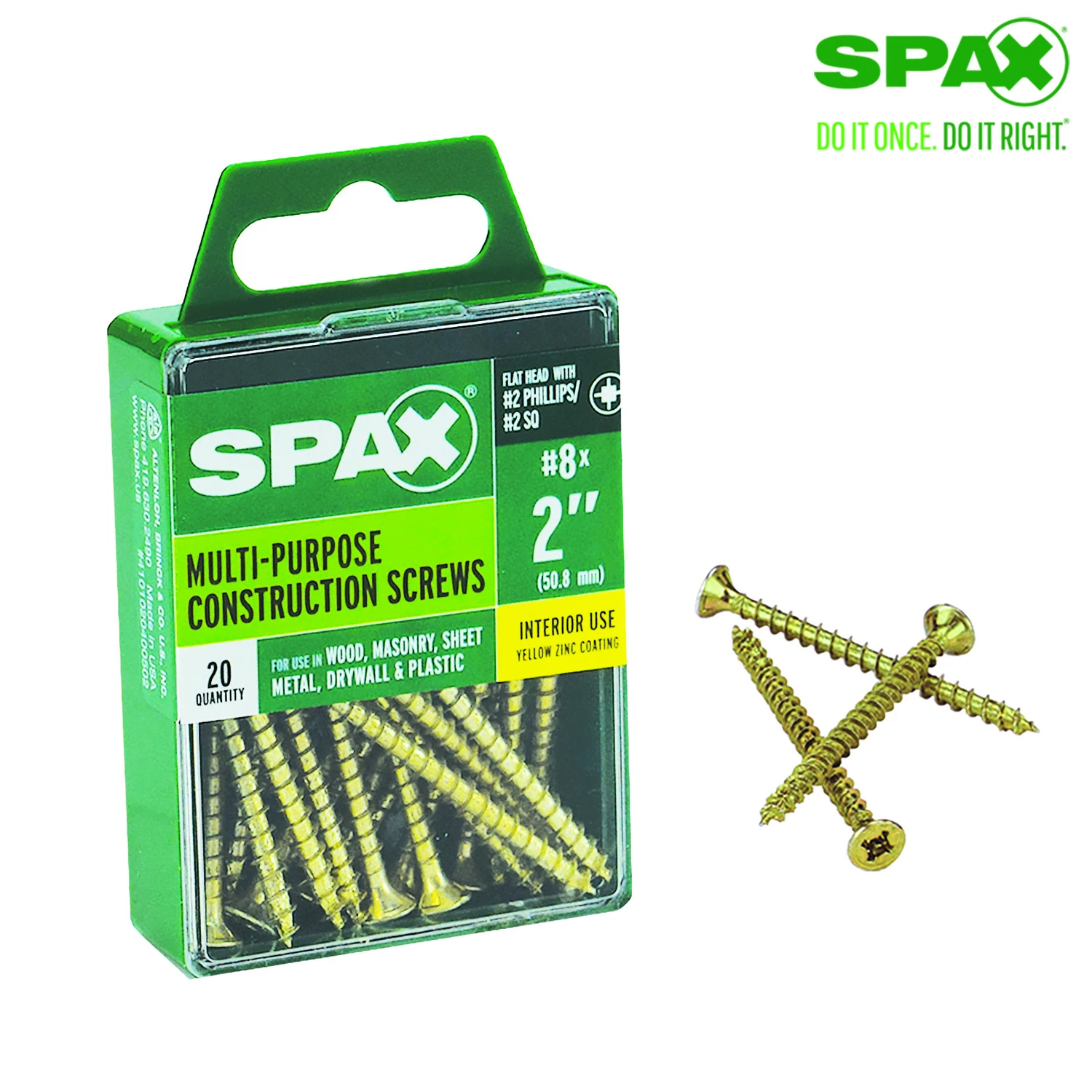 SPAX Multi-Material No. 8 Label X 2 in. L Unidrive Flat Head Serrated Construction Screws