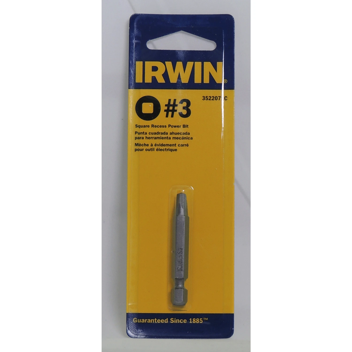 Square Recess #3 Power Bit Steel 2 In. Long 1 Pc Hex Shank
