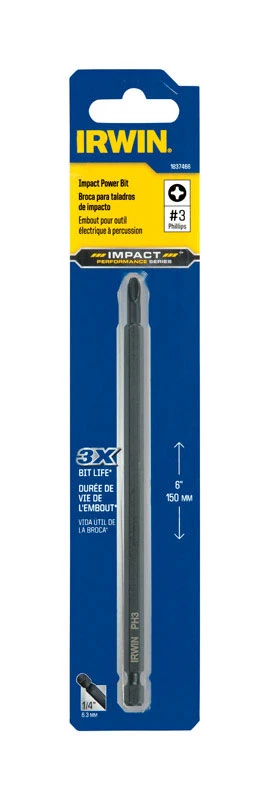 Impact Performance Series Phillips #3 X 6 In. L Power Bit Steel 1 Pc