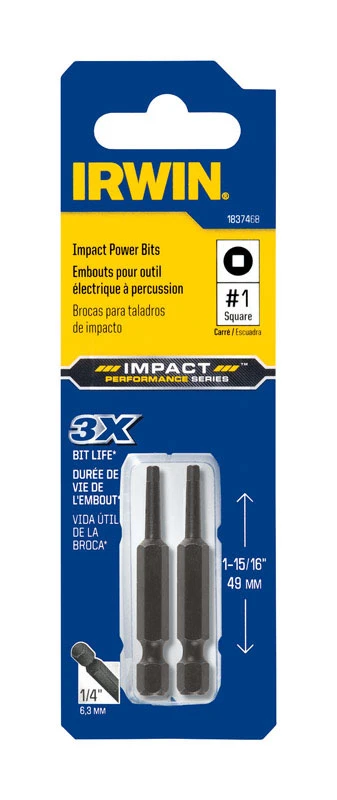 Impact Performance Series Square #1 X 2 In. L Power Bit Steel 2 Pc