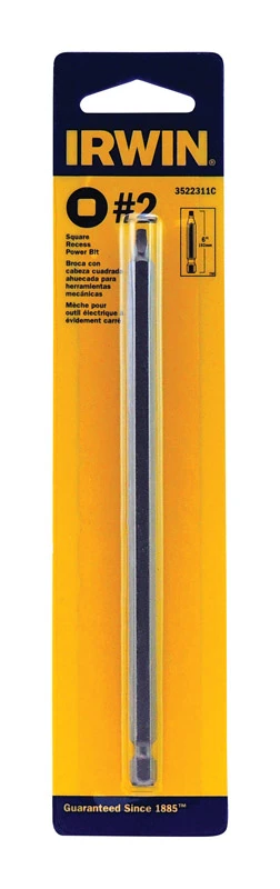 Square Recess #2 X 6 In. L Power Bit Steel - Quick-change Hex Shank