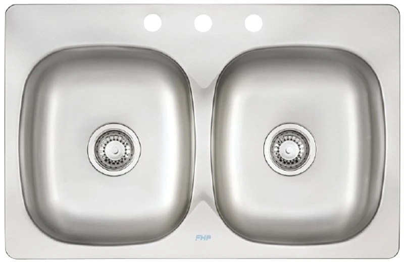 Consumer Pdl2031/3 Stainless Steel Double Bowl Kitchen Sink 31-1/4" X 20-1/2" X 7"