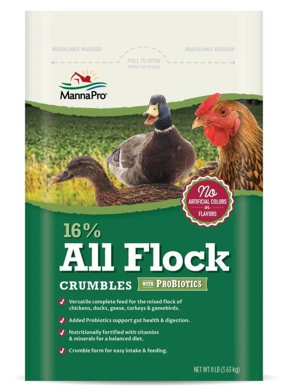 16% All Flock Crumbles With Probiotics, 8 Lb Bag
