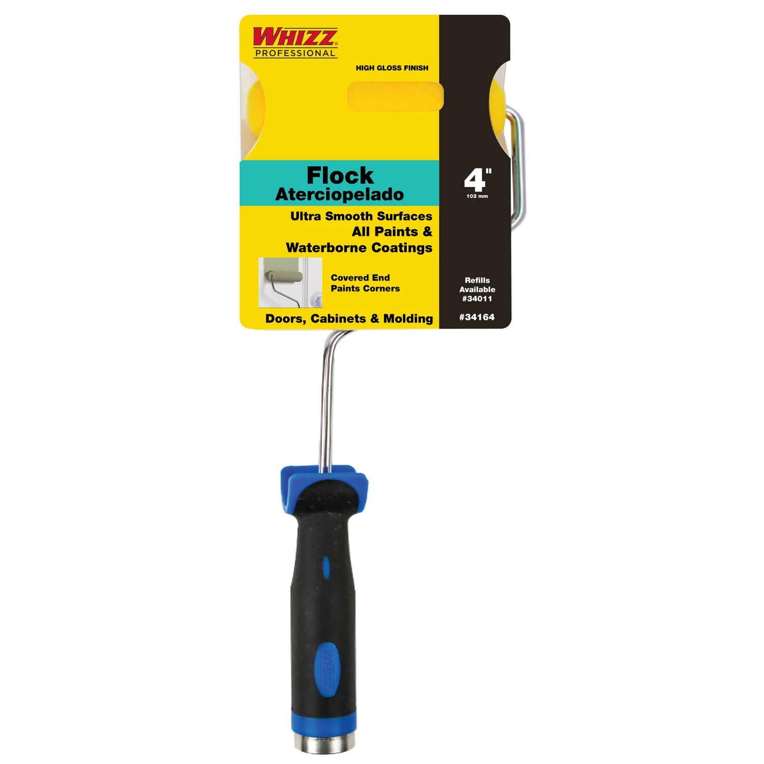 4 In. W Mini Paint Roller Frame And Cover With Threaded End For Smooth Finishes