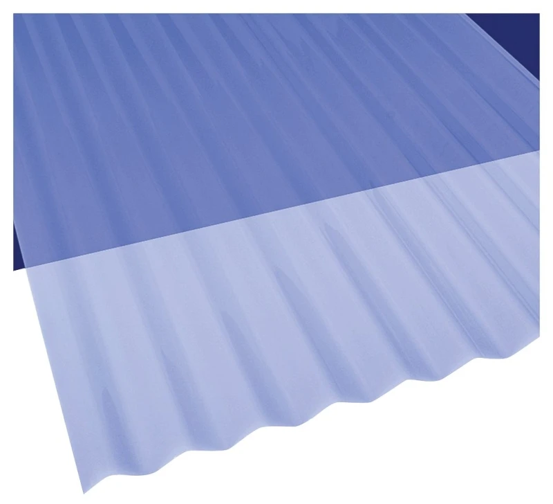 Sun N' Rain 26 Inch X 8 Feet Clear Blue Pvc Corrugated Roofing Panel