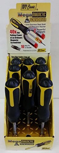 Ivy Classic 17073 Power Pro Grip 10 Piece 9' Mega Magnetic Ratchet Screwdriver Set
