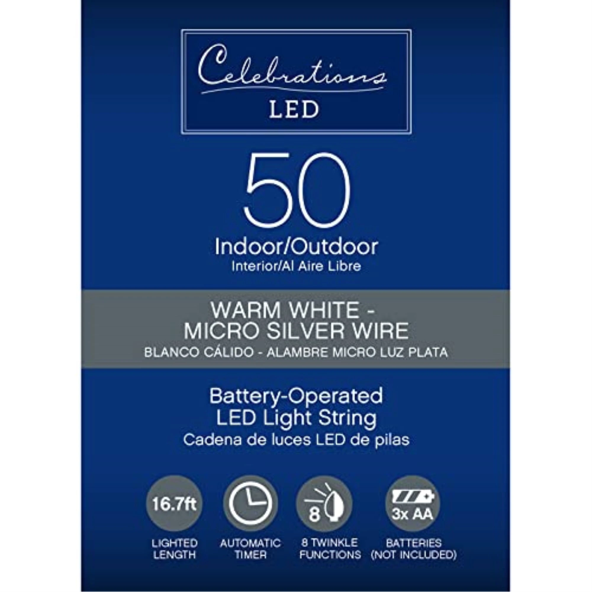 Celebrations LED Micro Dot/Fairy Clear/Warm White 50 ct String Christmas Lights 16.3 ft.