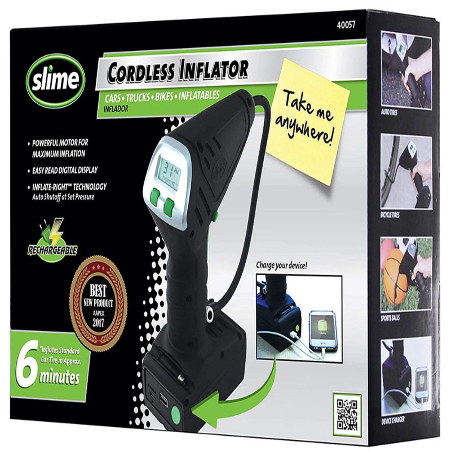 12 V 99 Psi Cordless Tire Inflator With Inflate-right Technology