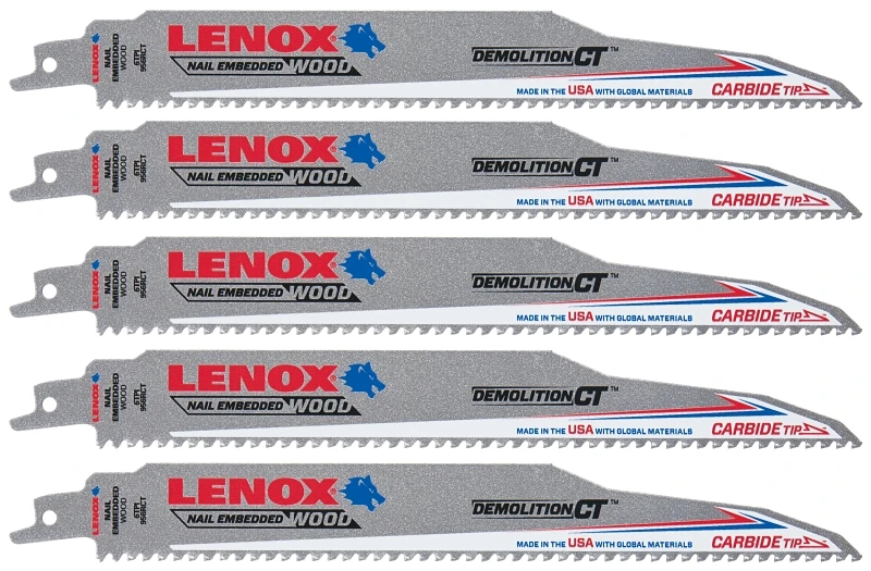 Lenox Demolition CT 9 in. Carbide Tipped Reciprocating Saw Blade 6 TPI 5 pk