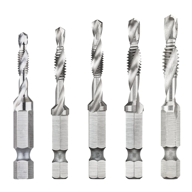 5-piece Impact Ready Tap Drill Set With 1/4 Inch Hex Shank