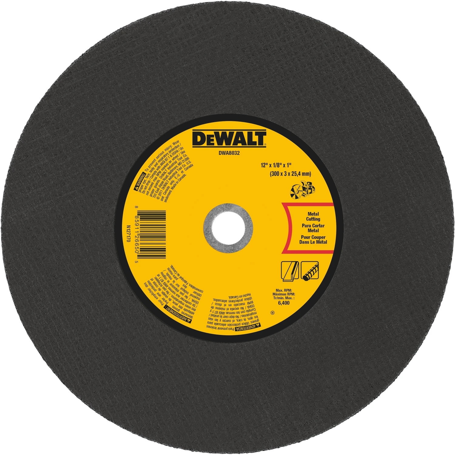 Abrasive Chop Cut-Off Blade Aluminum Oxide 0.125 Inch by 12 Inch