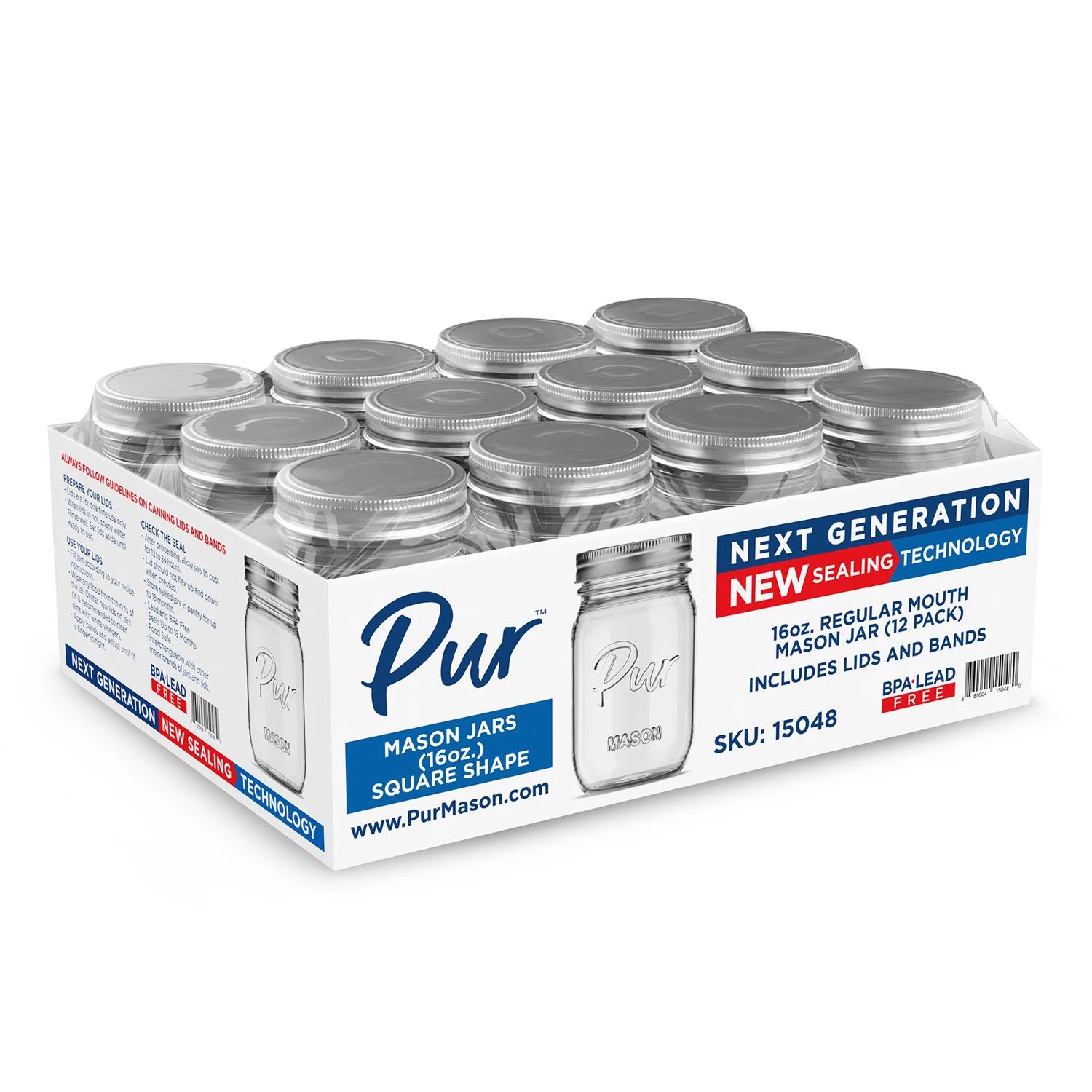 6028926 16 oz Regular Mouth Mason Jar&#44; Pack of 12