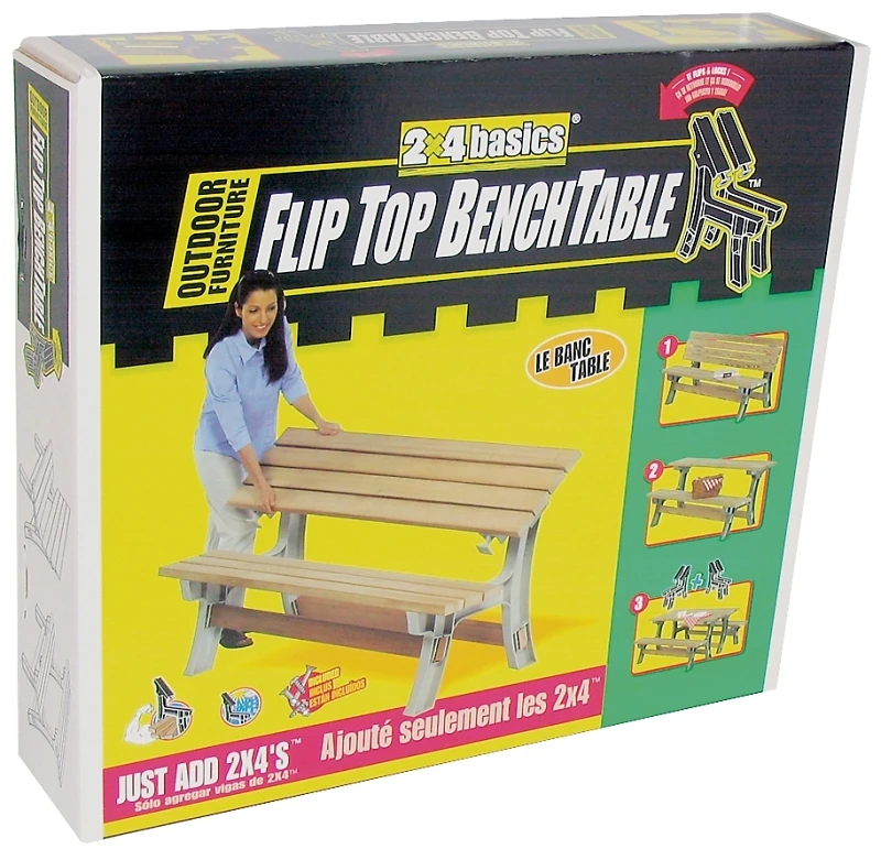 2x4basics Flip-top Table And Bench Kit, Sand, Model 90110mi