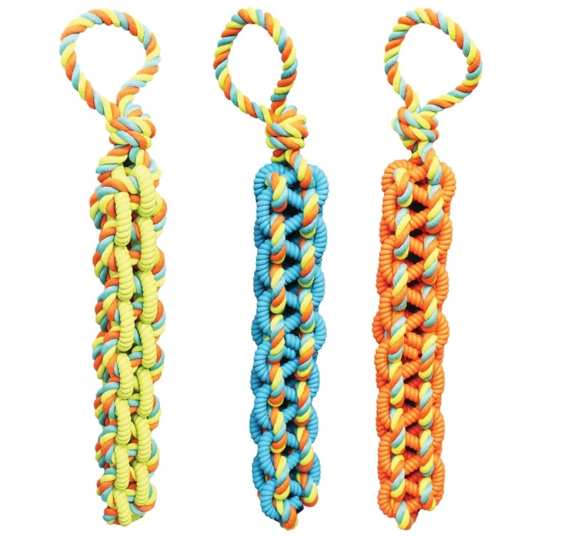 Wb15530 20 In. Braided Rope Dog Toy, Thermoplastic Rubber, Assorted Colors