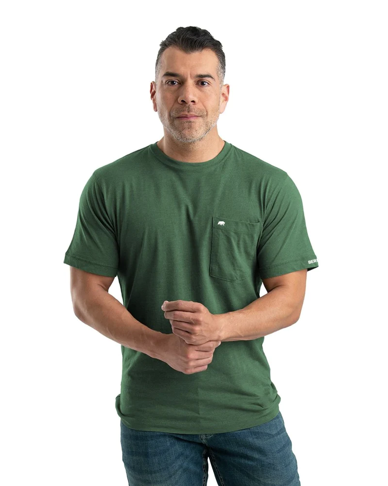 Men's Large Lightweight Performance Pocket T-shirt, Pine Color, Model Bsm38