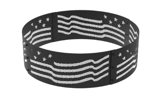 36 In. Round Fire Ring With Stars And Stripes Design