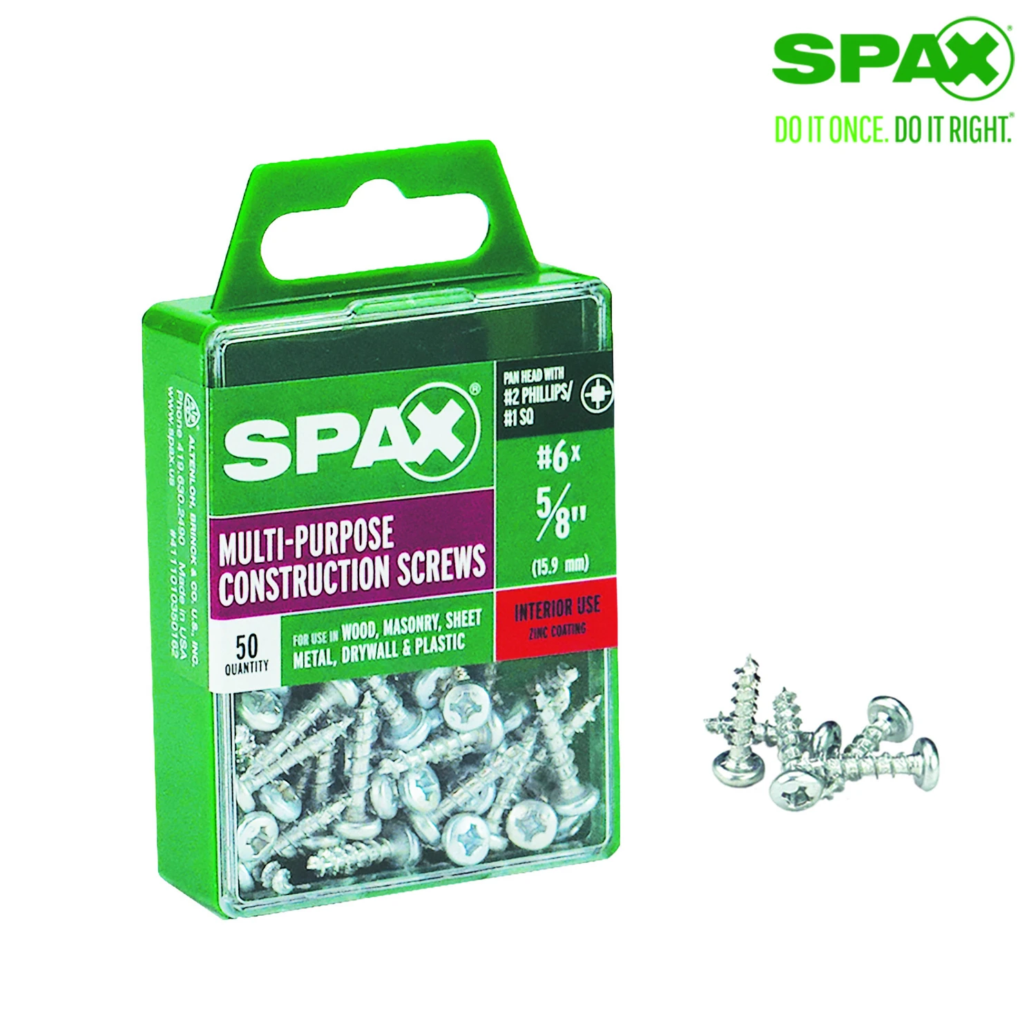 SPAX No. 6 X 5/8 in. L Phillips/Square Zinc-Plated Serrated Multi-Material Screw 50 pk