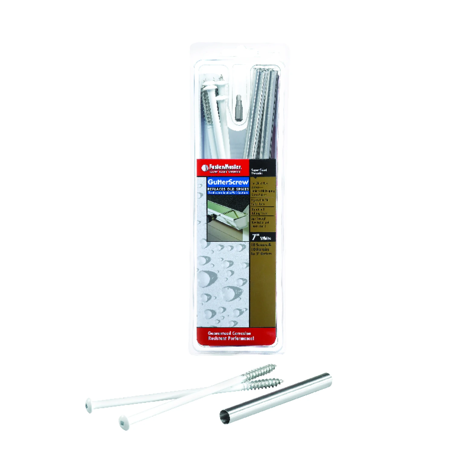 Fastenmaster No. 7 X 7 In. L Universal White Gutter Screws & Ferrules, 10 Pk