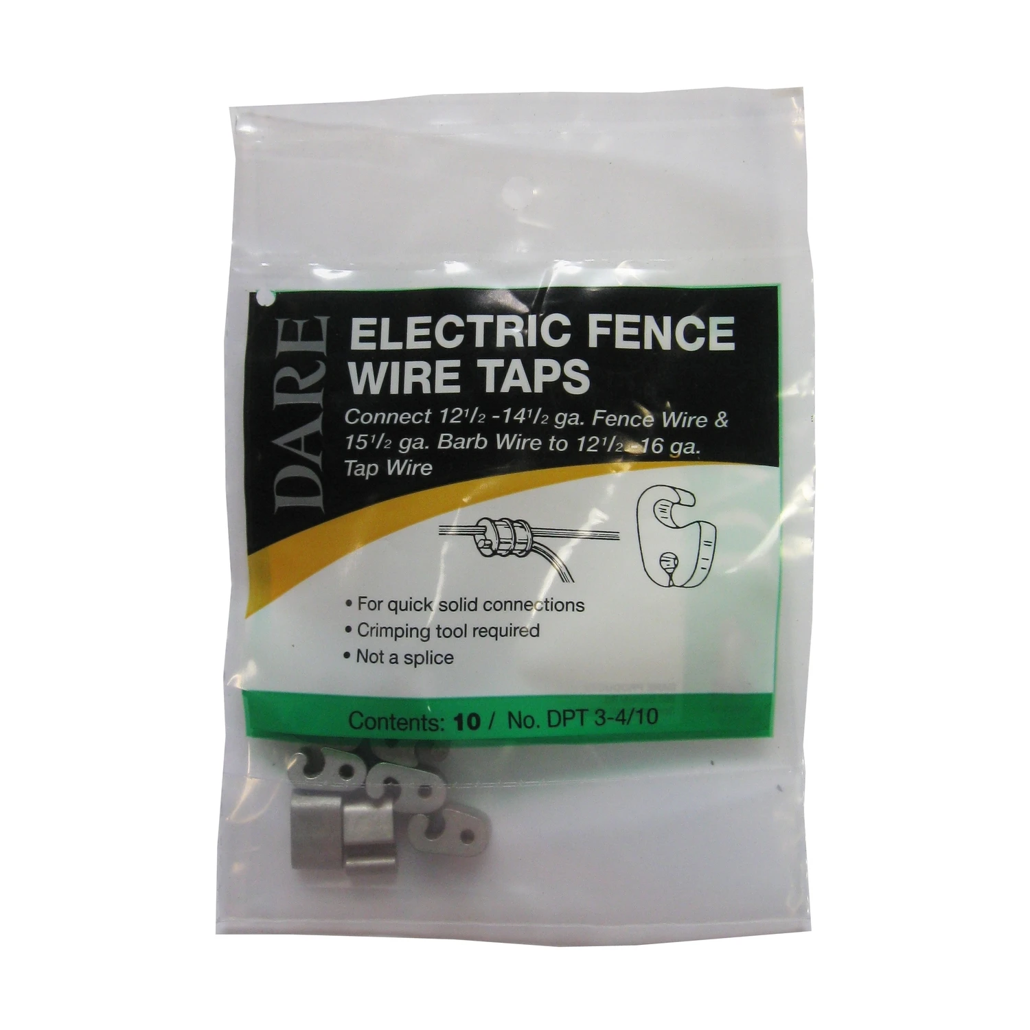 Dare Electric Fence Wire Tap Silver - Model Dpt 3-4/10 - 10 Count