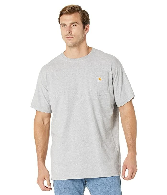 Men's Force Relaxed Fit Midweight Short-sleeve Pocket T-shirt, Large, Heather Gray