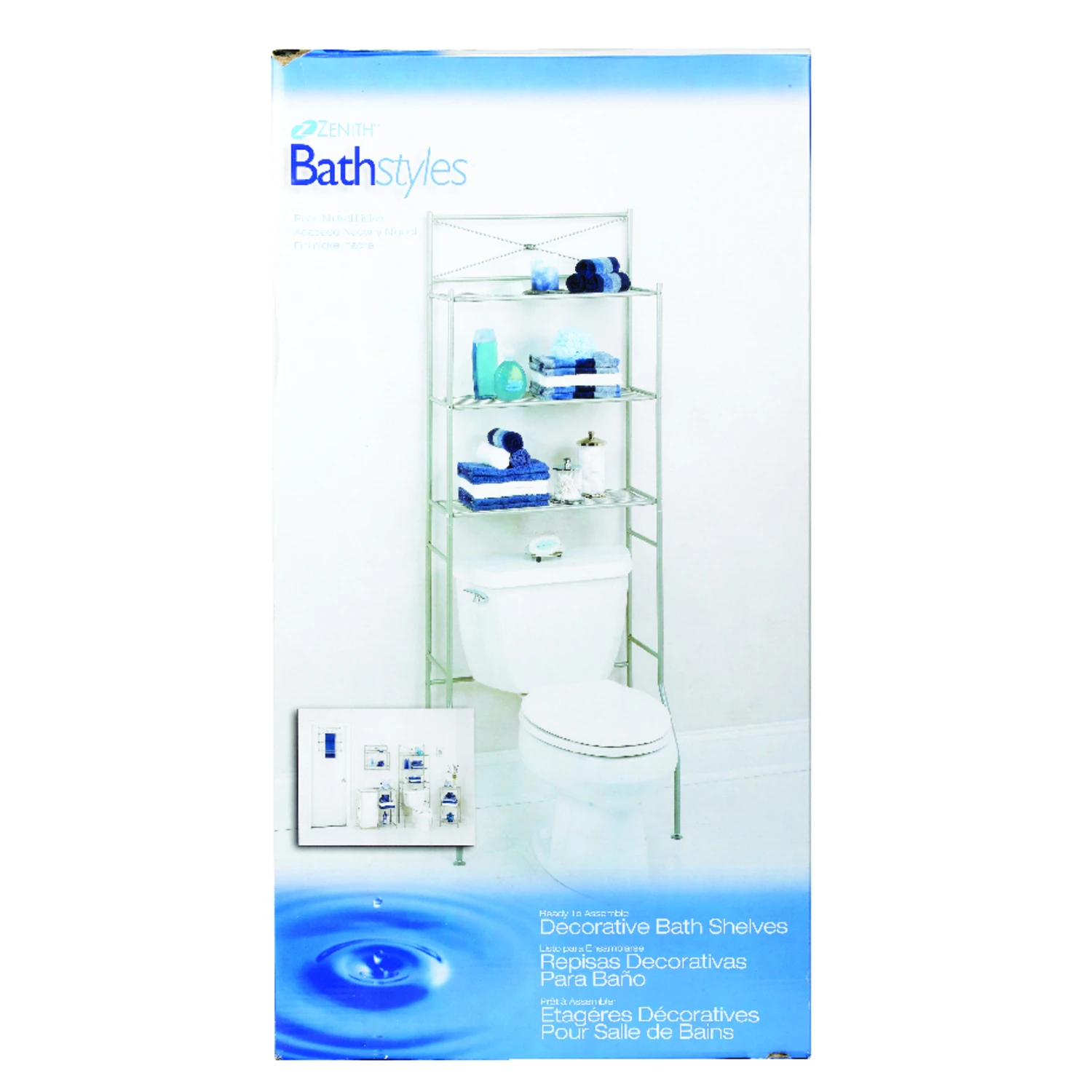 Satin Nickel Steel Bathroom Spacesaver 64.6 In H With 3 Shelves
