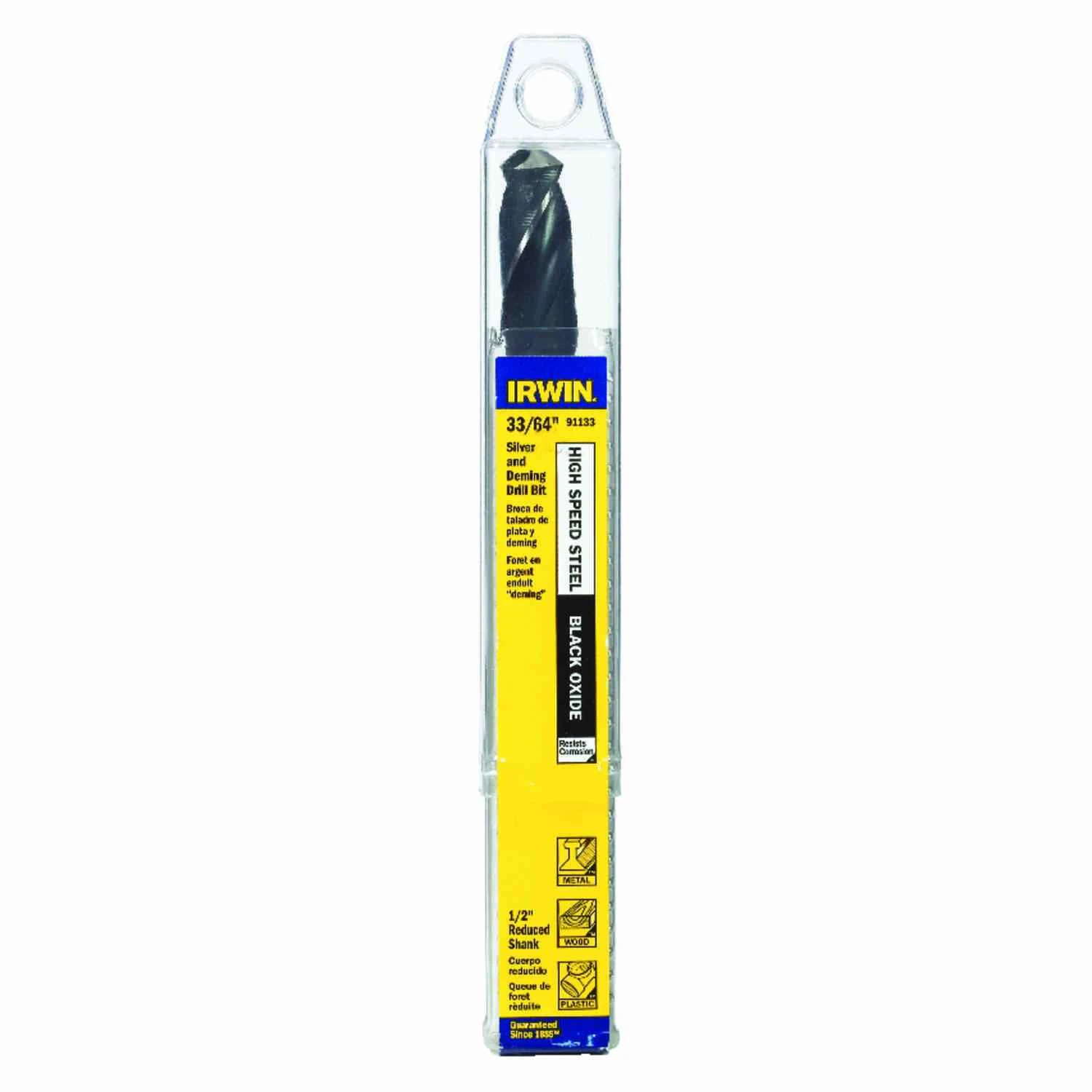 33/64 In. X 6 In. L High Speed Steel Drill Bit With 1/2 In. Straight Shank