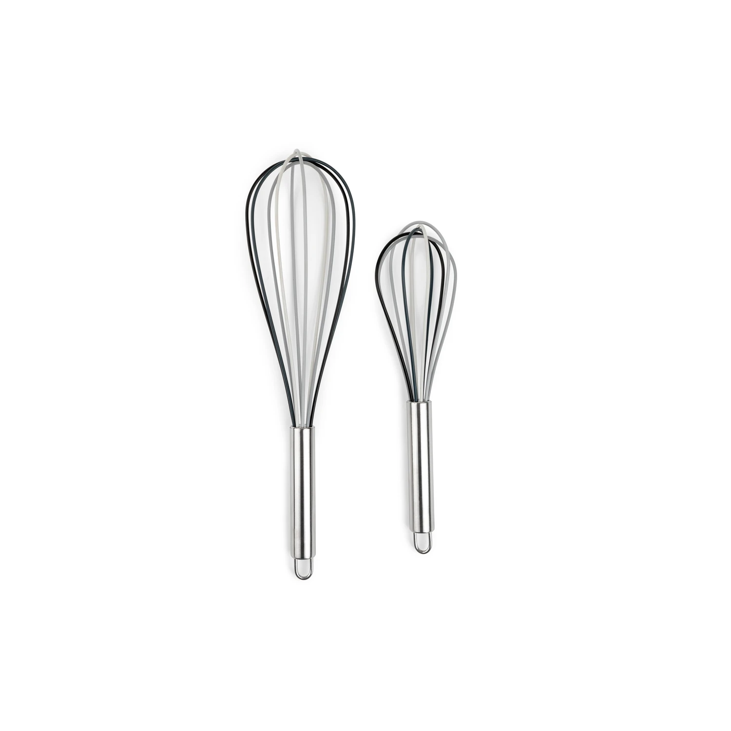 Gray Silicone And Stainless Steel Whisk Set - 2 Piece Kitchen Gadget