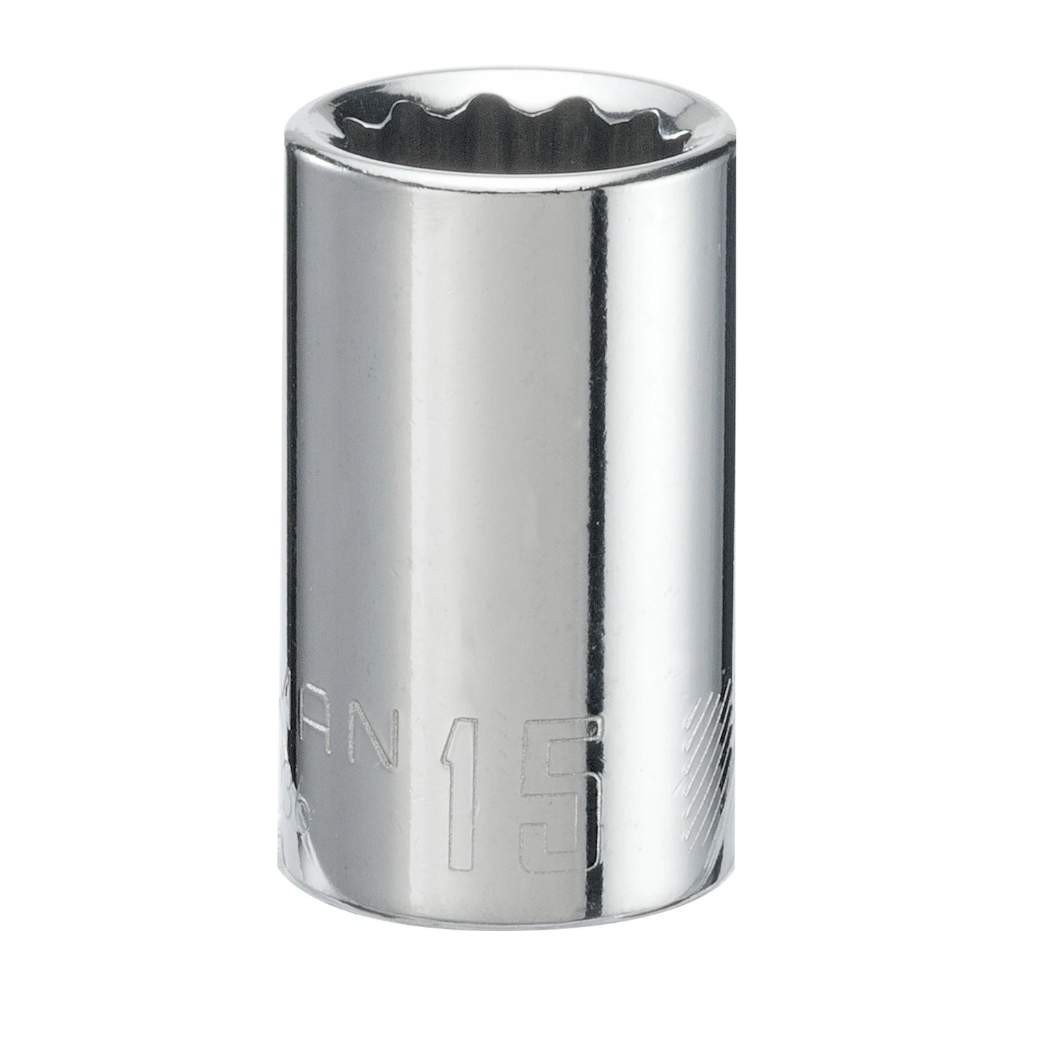 15 Mm X 1/2 In. Drive 12 Point Shallow Socket - Single Piece
