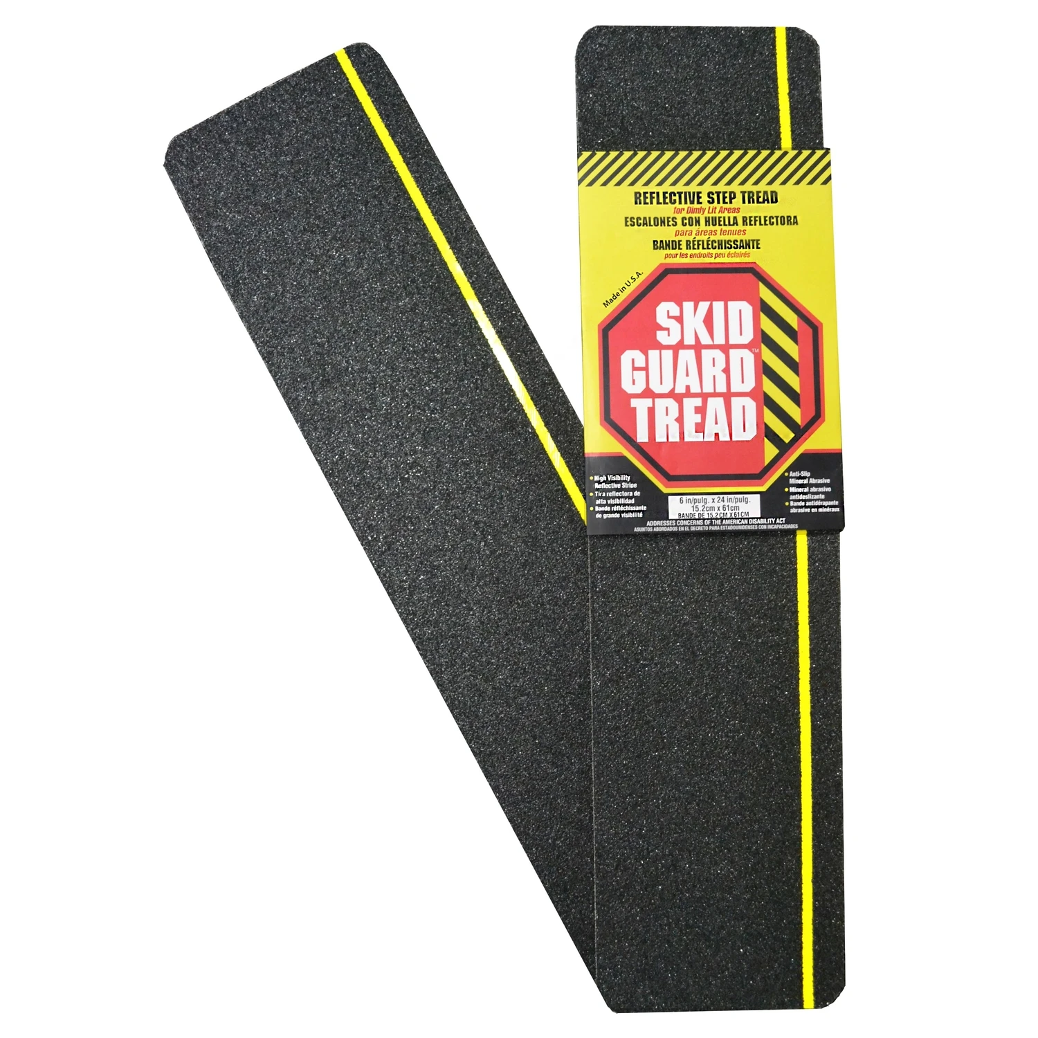 6 In. W X 24 In. L Black/yellow Anti-slip Stair Tread