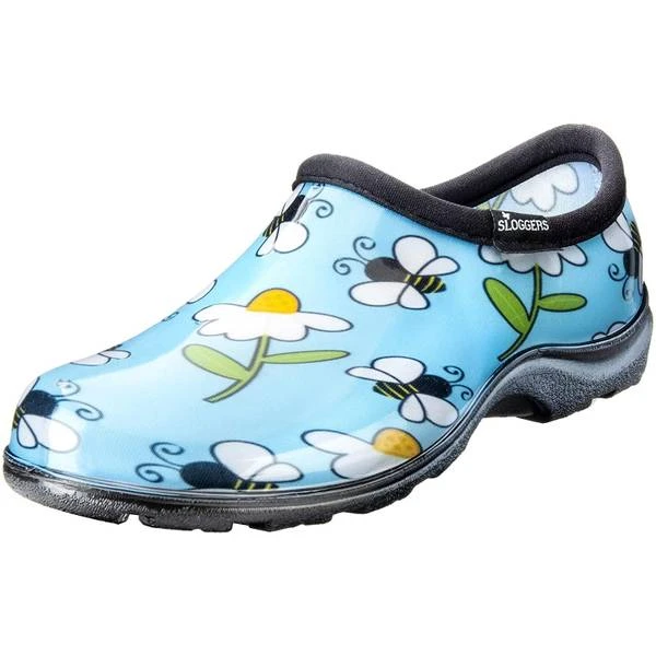 Womens Waterproof Garden Shoe, Blue Bees Print, Size 6, Model 5120beebl06