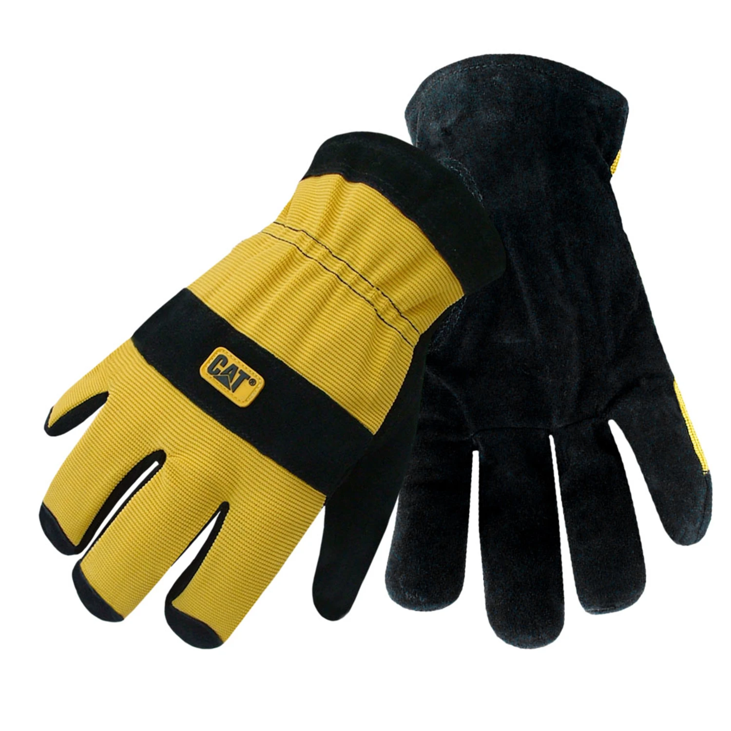 Men's Indoor/outdoor Split Leather Palm Work Gloves Black/yellow Size L