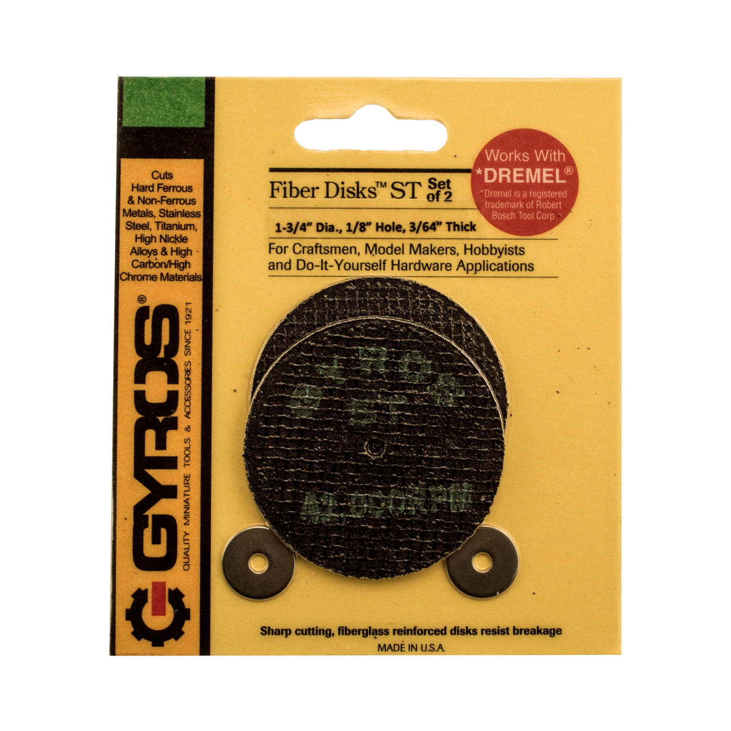 Fiber Disks St 1-3/4 In. Diameter X 1/8 In. Fiberglass Cutting Disc 2 Pc