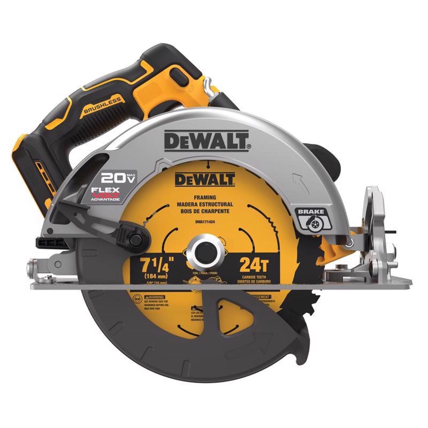 20v Max 7-1/4 In. Cordless Brushless Circular Saw With Brake Tool Only