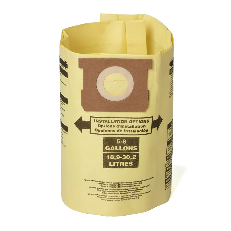1 In. L X 9.5 In. W Wet/dry Vac Filter Bag 5-8 Gallon 2 Pack