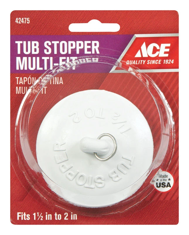 Ace 1.38 In. White Rubber Tub Stopper For 1-1/2 To 2 In. Drains
