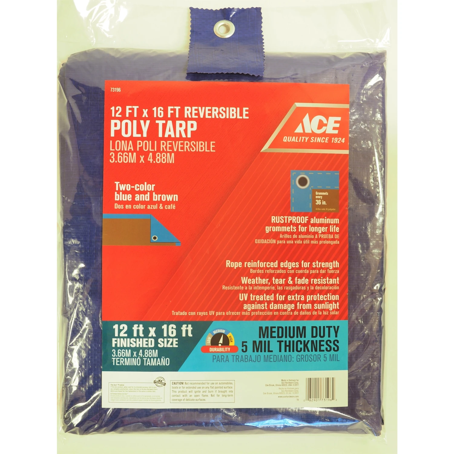 TARP POLY BLUE/BRN 12X16