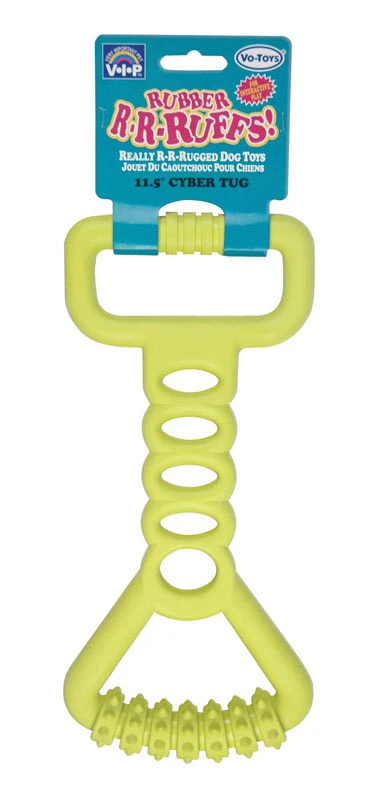 Diggers Vo-toys Yellow Ruff Tug Rubber Dog Toy Large 11.5 In.