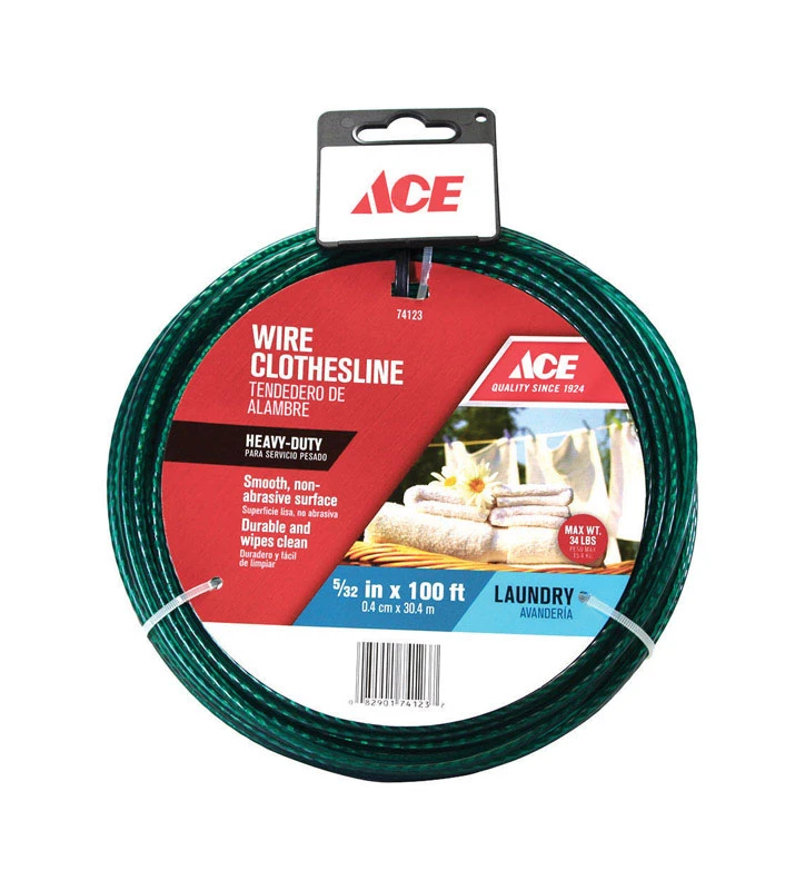 100 Ft. Green Pvc Clothesline - Versatile And Durable For Multiple Uses