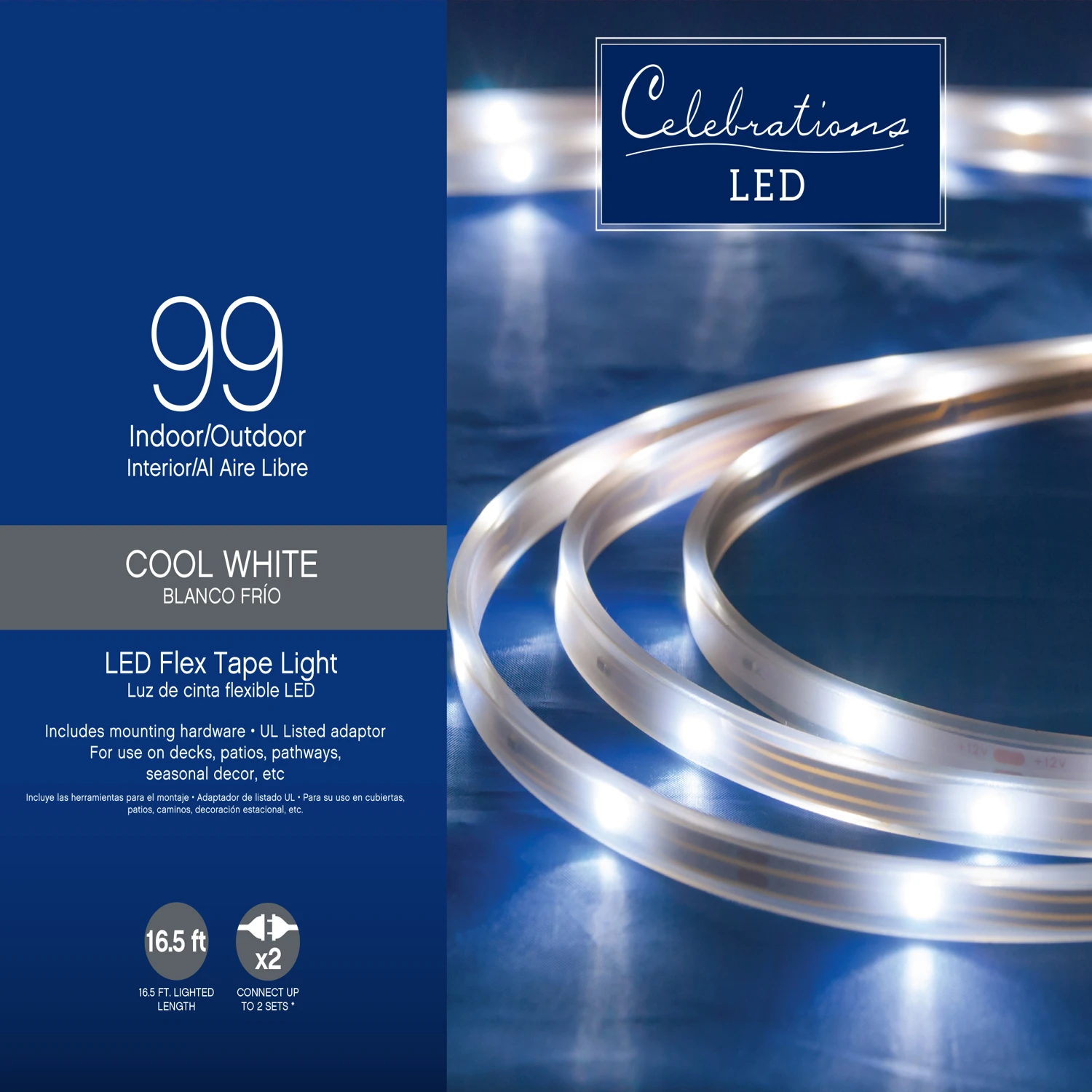 Led Cool White 99 Count Rope Christmas Lights 16.4 Feet Flexible Lighting