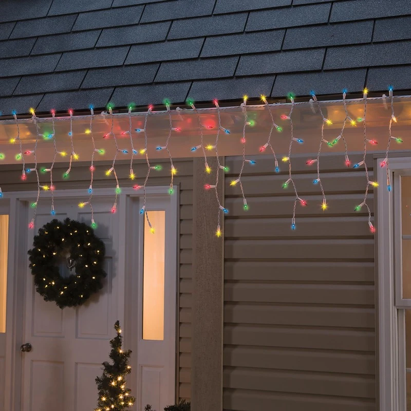 Incandescent Mini Multicolored 300 Count Icicle Christmas Lights 17 Ft.