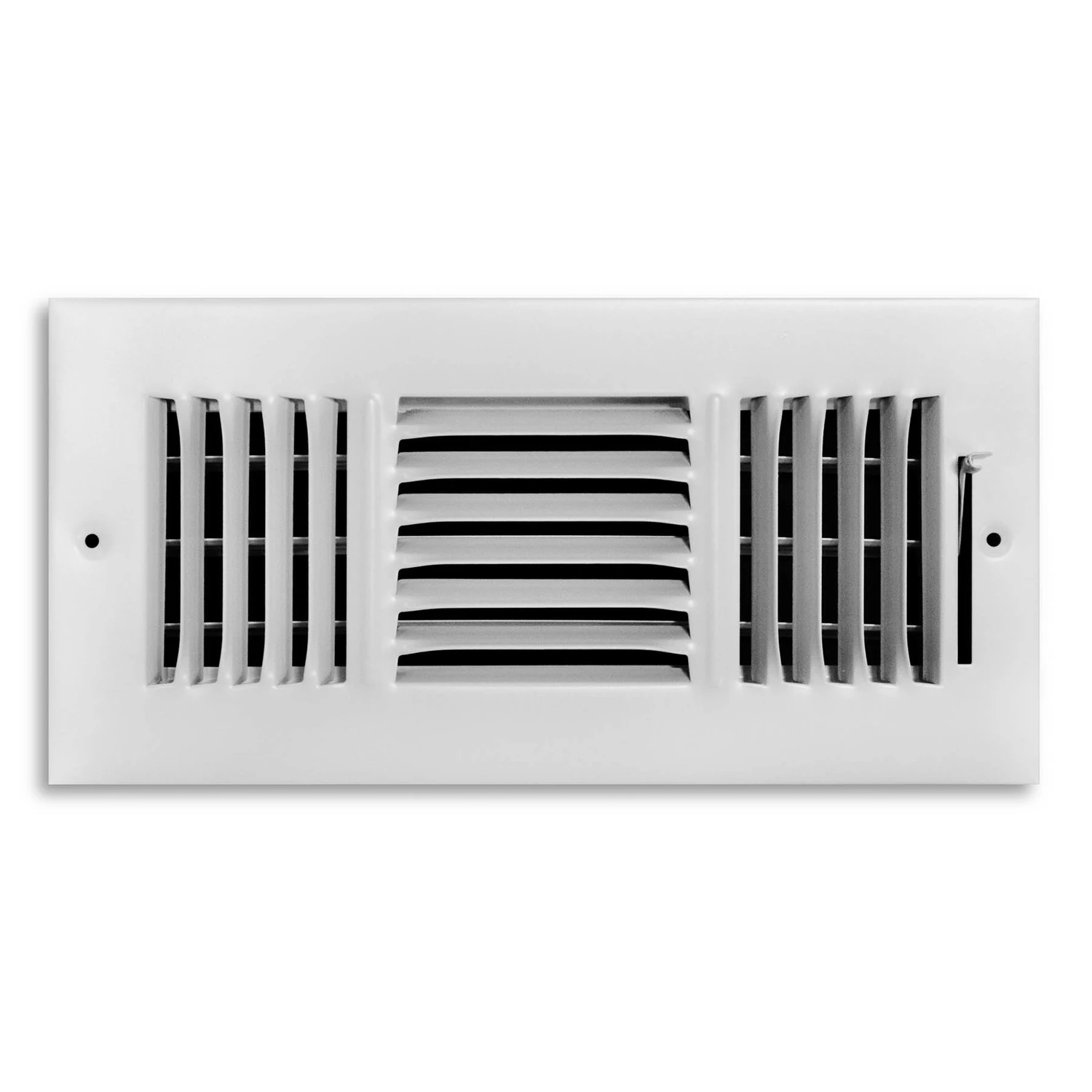 6 In. H X 10 In. W 3-way Powder Coat White Steel Wall/ceiling Register