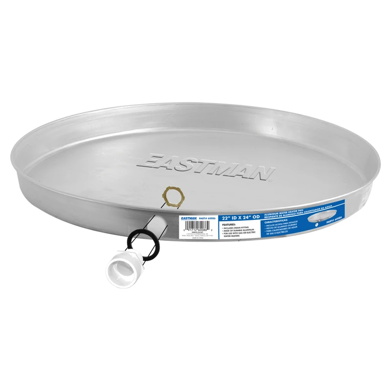 Aluminum Gas Water Heater Pan 22 Inch Inner Diameter With Drain Fitting