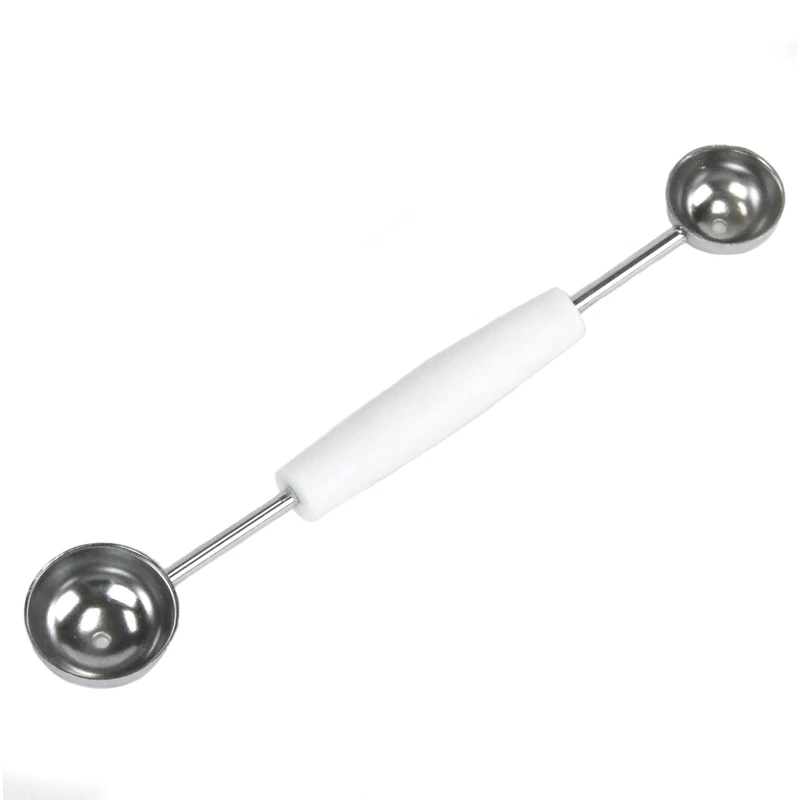 Silver/white Plastic/stainless Steel Double Melon Baller 8.3 In. Height