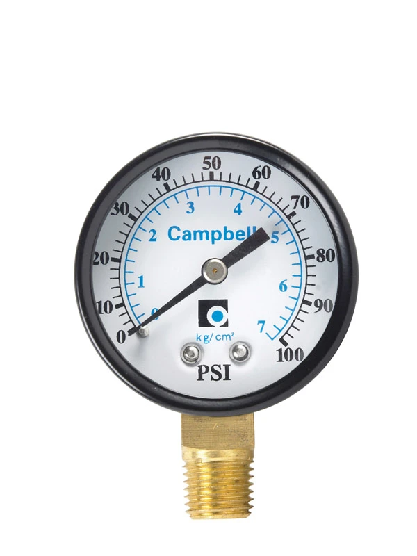 2 In. Brass Pressure Gauge 100 Psi With 1/4 In. Npt Stem
