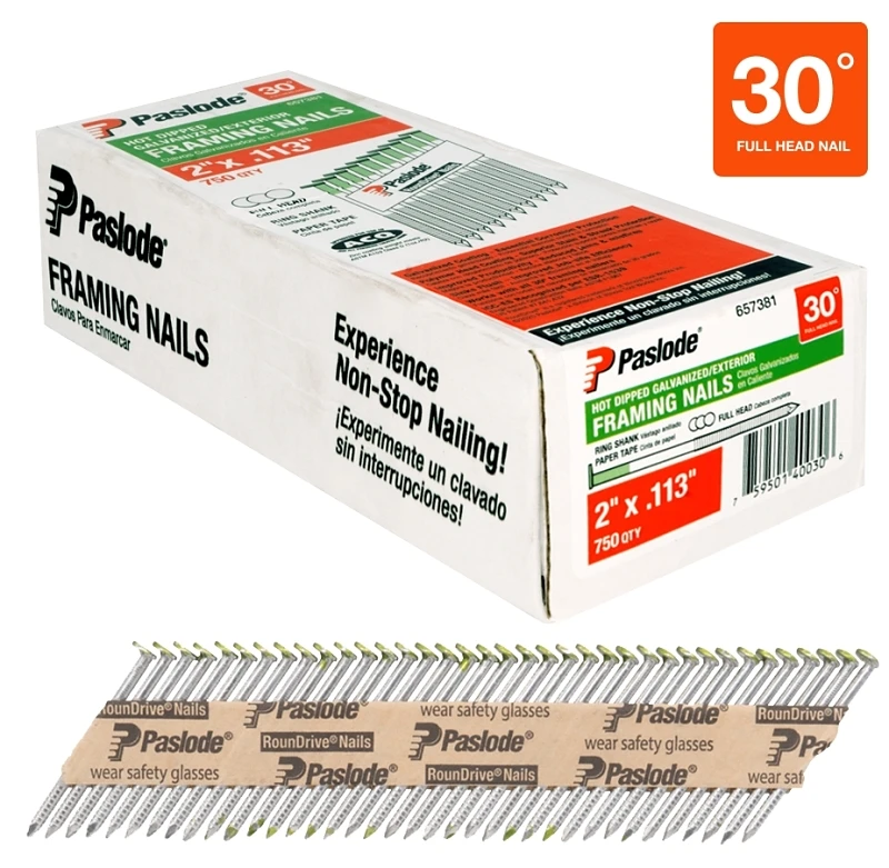 2 In. X 0.113 Hot-dipped Galvanized Steel Framing Nails, Full Round Head, 2000 Pk
