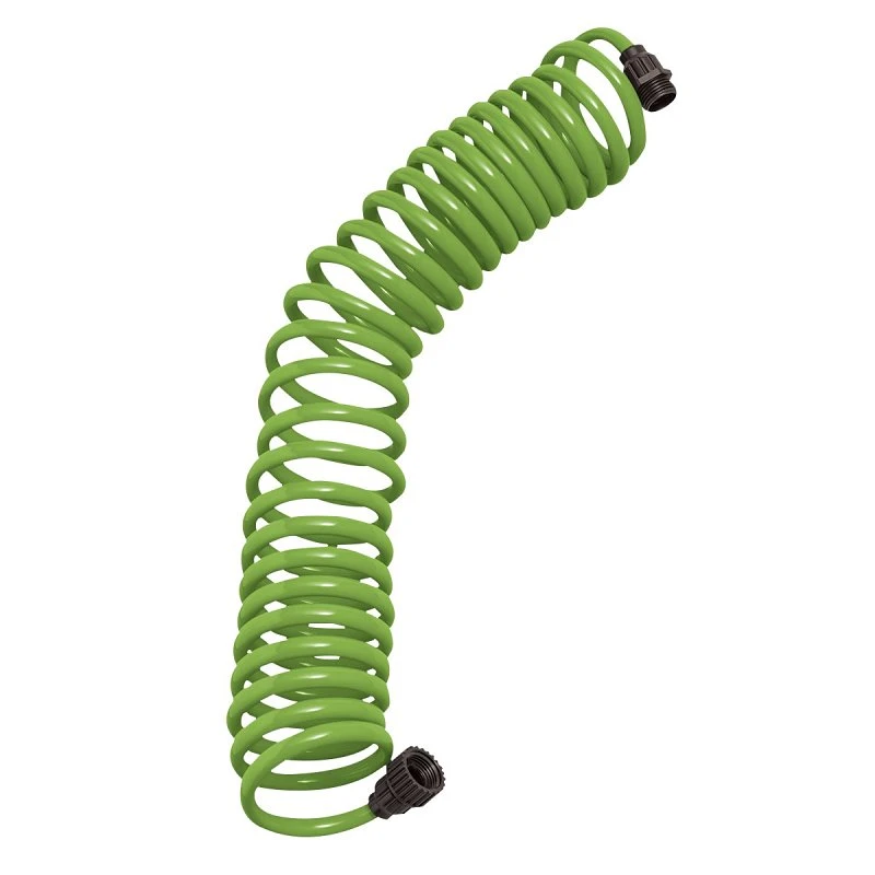 Orbit 25 Foot Green Coil Garden Hose With Abs Threads And 8 Spray Pattern Nozzle