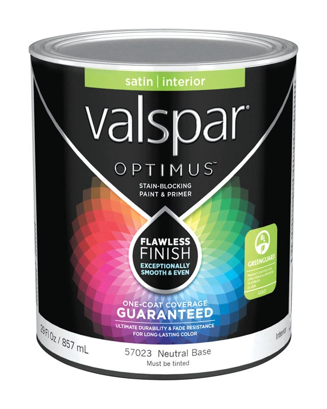 Optimus Satin Tintable Neutral Base Acrylic Latex Paint And Primer 1 Quart