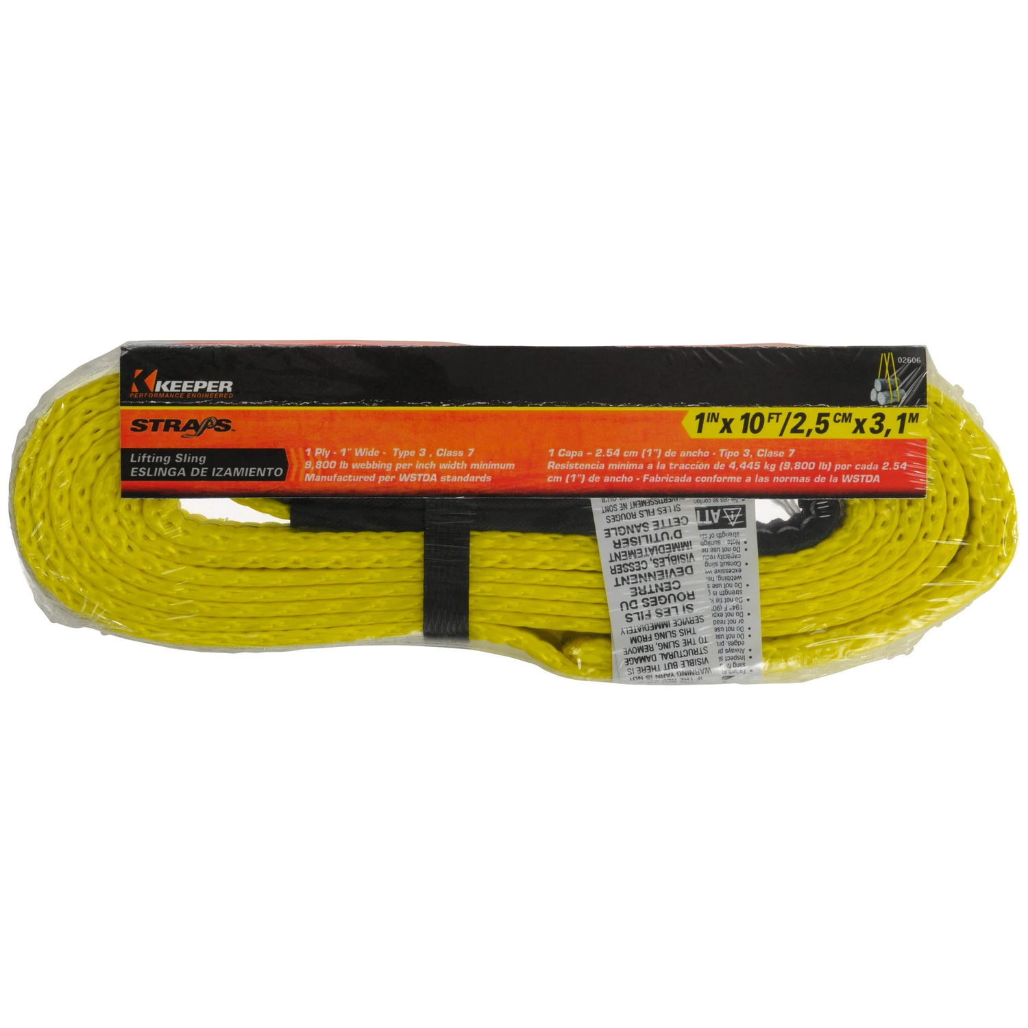 1 In. W X 10 Ft. L Yellow Lifting Sling 3200 Lb 1 Pk, 1 Ply