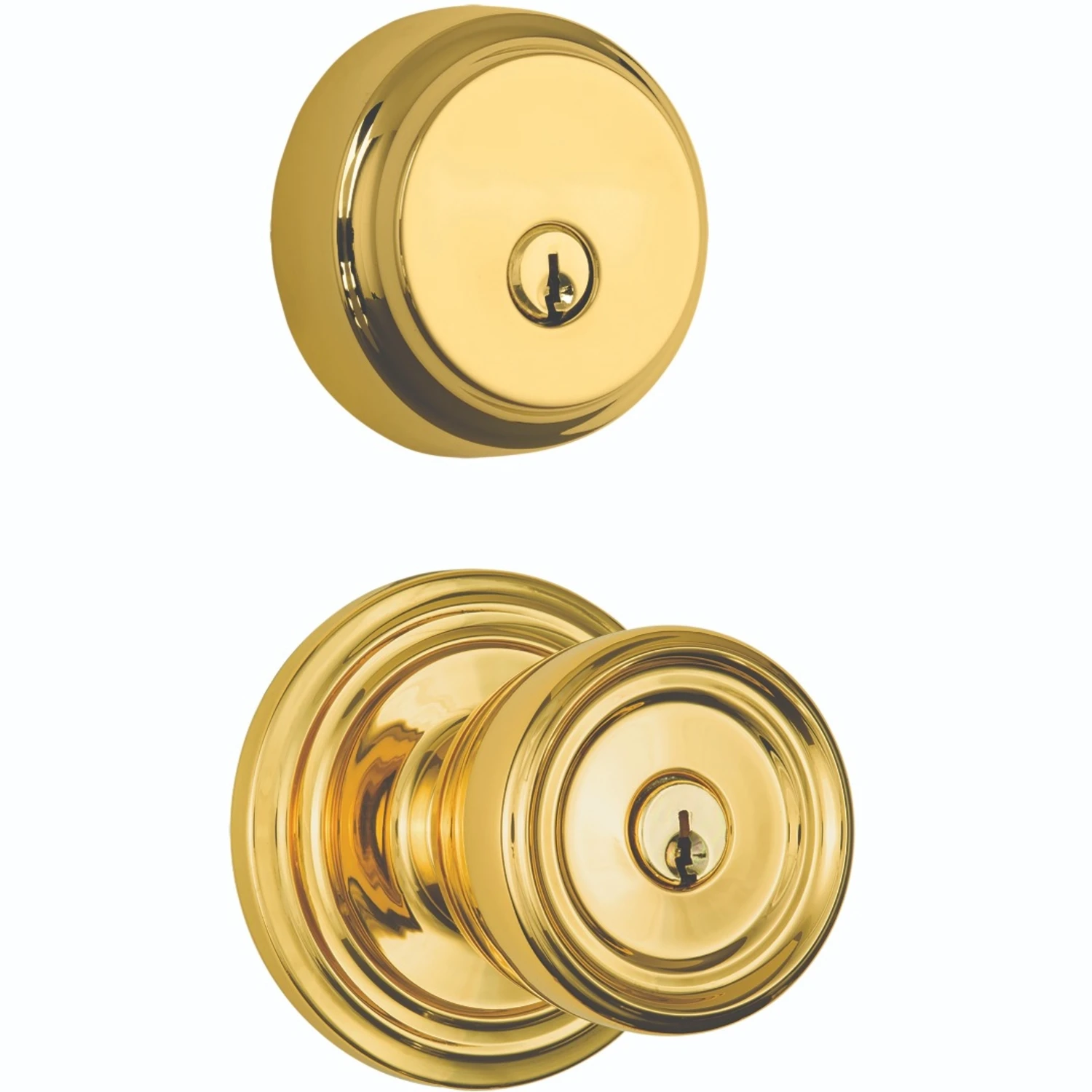 Brinks Push Pull Rotate Barrett Polished Brass Knob and Deadbolt Set ANSI Grade 2 1.75 in. Brinks Push Pull Rotate Barrett Polished Brass Knob and Deadbolt Set ANSI Grade 2 1.75 in.