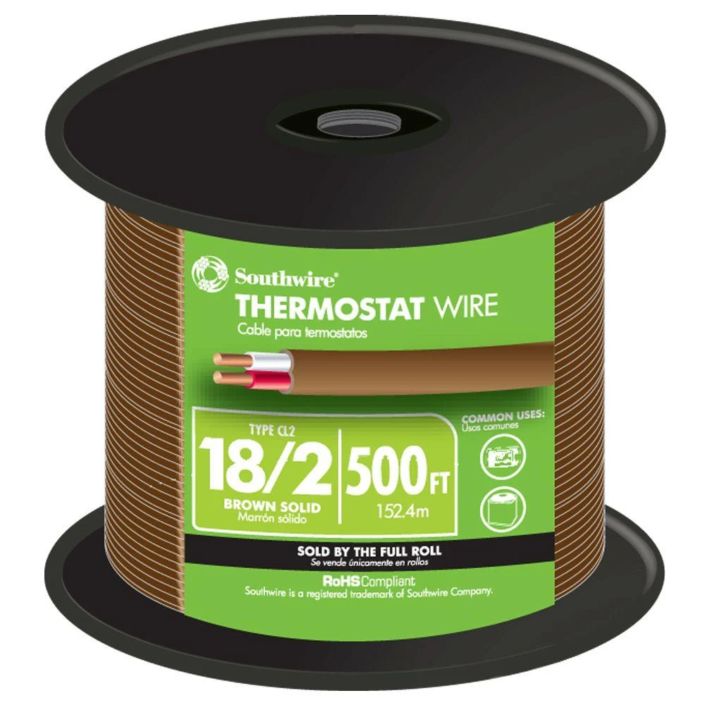 500 Ft. 18/2 Solid Copper Thermostat Wire - Ul Listed, Direct Burial
